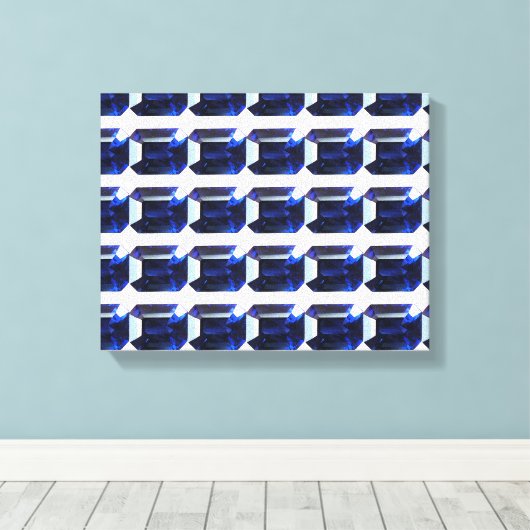 Blauw patroon canvas afdruk (Insitu (Houten vloer))