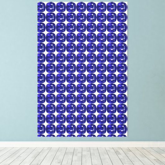 Blauw patroon canvas afdruk (Insitu (Houten vloer))