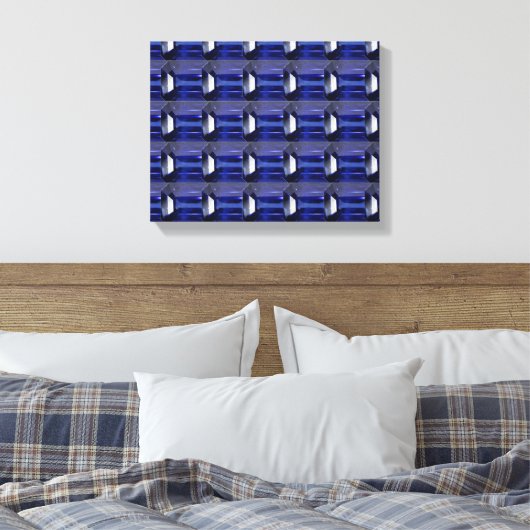 Blauw patroon canvas afdruk (Insitu (Slaapkamer))