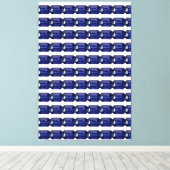 Blauw patroon canvas afdruk (Insitu (Houten vloer))