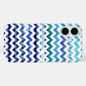 Blauw patroon chevron strepen Case-Mate iPhone case (Achterkant (horizontaal))