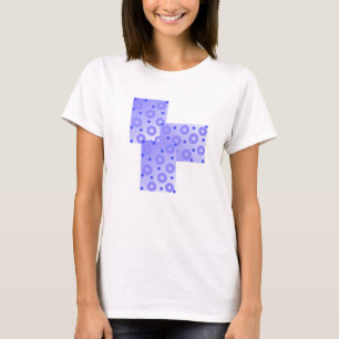 Blauw patroon cirkels en stippen t-shirt