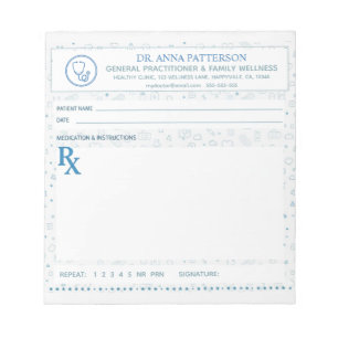Blauw patroon Doktersrecept Notitieblok