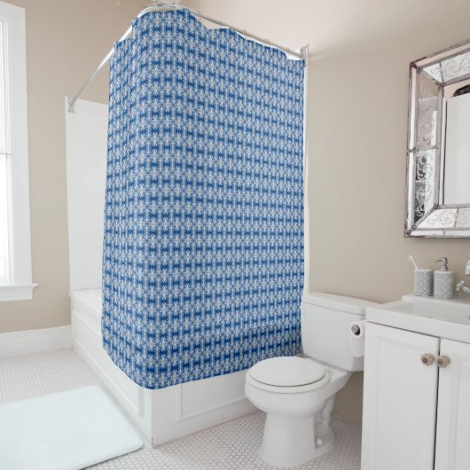 blauw patroon douchegordijn (In situ)