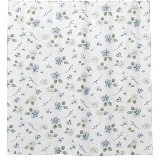 Blauw patroon douchegordijn (Voorkant)