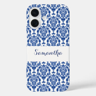 Blauw patroon Frans landelijke naam  iPhone 16 Hoesje