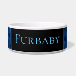 Blauw patroon hond voerbak. voerbakje