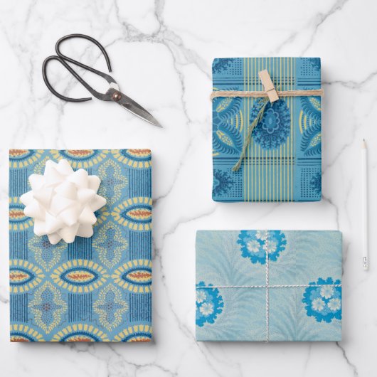 blauw patroon inpakpapier vel (Voorkant)