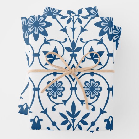  blauw  patroon inpakpapier vel (In situ)