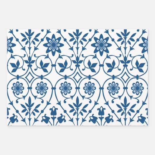  blauw  patroon inpakpapier vel (Voorkant)