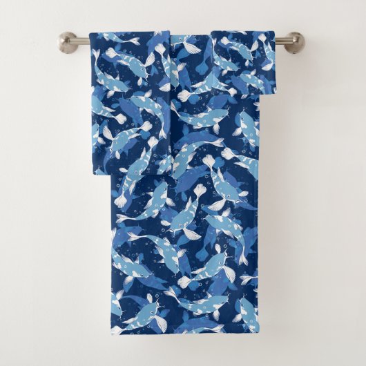 Blauw patroon - Koi Fish Bad Handdoek (Insitu)