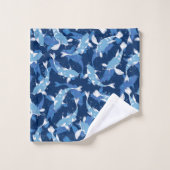 Blauw patroon - Koi Fish Bad Handdoek (Wasdoekje)