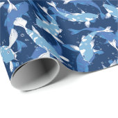 Blauw patroon - Koi Fish Cadeaupapier (Rol Hoek)