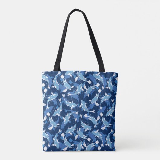 Blauw patroon - Koi Fish Tote Bag (Achterkant)