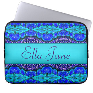 blauw patroon laptop-sleeve met naam laptop sleeve