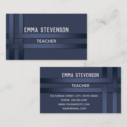 Blauw, patroon, lint visitekaartje (Voorkant / Achterkant)