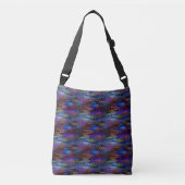 Blauw patroon met de naam van het karton crossbody tas (Voorkant)
