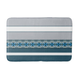 Blauw patroon met grijze accenten badmat