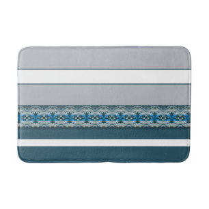 Blauw patroon met grijze accenten badmat