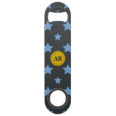 Blauw patroon met sterren speed flessenopener (Voorkant)