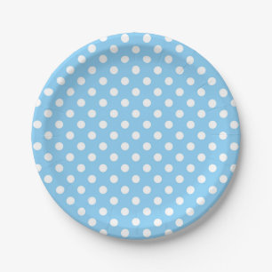 blauw patroon met witte poka - punten papieren bordje