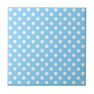 blauw patroon met witte poka - punten tegeltje