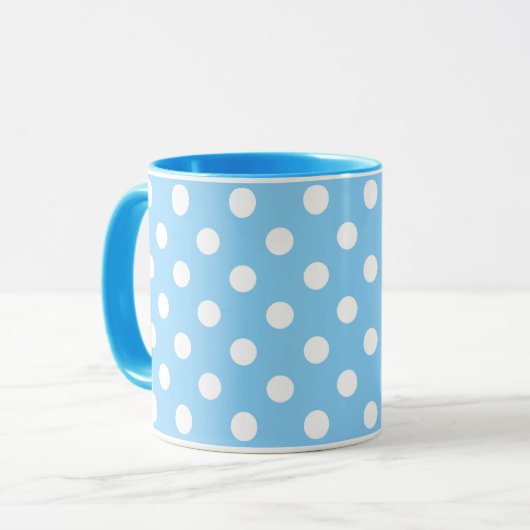 blauw patroon met witte stippen mok (Voorkant links)