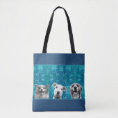 Blauw patroon met zwart en wit Foto Hond Mama Tote Bag (Voorkant)
