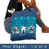 Blauw patroon met zwart en wit Foto Hond Mama Tote Bag