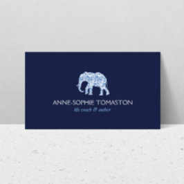  blauw patroon olifant Logo Visitekaartje
