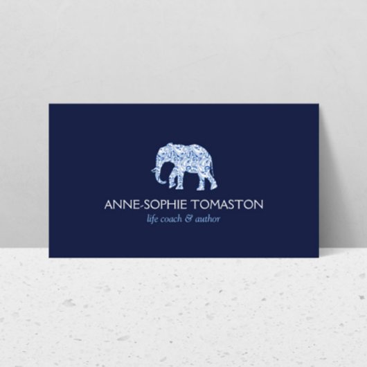  blauw patroon olifant Logo Visitekaartje