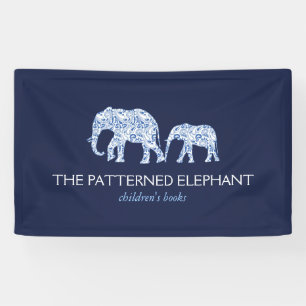blauw patroon olifanten kinderopvang spandoek