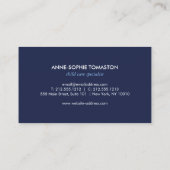  blauw patroon olifanten kinderopvang visitekaartje (Achterkant)