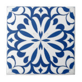 Blauw patroon op witte achtergrond tegeltje (Voorkant)