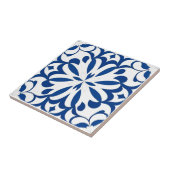 Blauw patroon op witte achtergrond tegeltje (Zijkant)