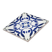 Blauw patroon op witte achtergrond tegeltje (Zijkant)