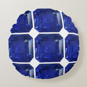 Blauw patroon rond kussen
