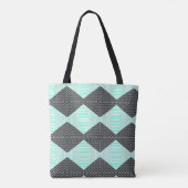 Blauw patroon schoudertas tote bag (Achterkant)