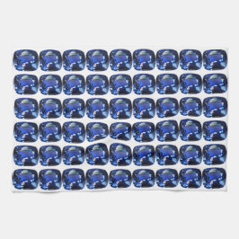 Blauw patroon theedoek