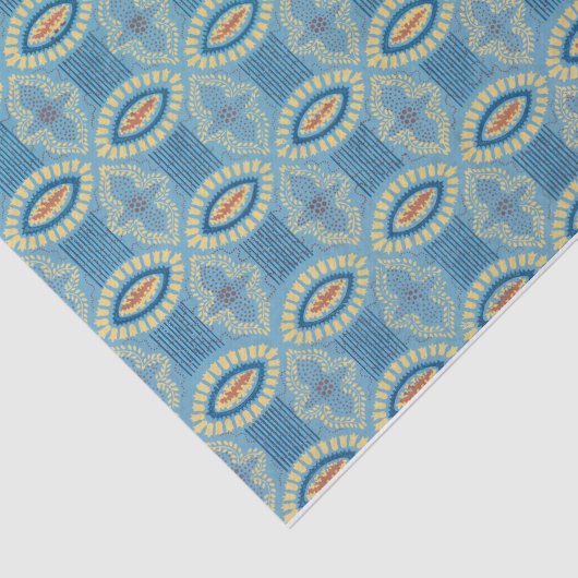 blauw patroon tissuepapier (Detail)