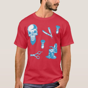 Blauw patroon van Barbershop T-shirt