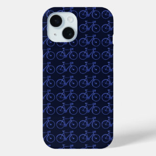 Blauw patroon van fietsen iPhone 15 case