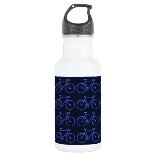 Blauw patroon van fietsen waterfles  (Voorkant)