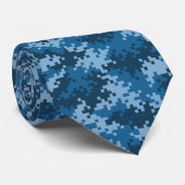 Blauw patroon van militair camouflage-pixelpatroon stropdas (Opgerold)