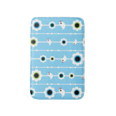 blauw patroon van vogel en bloemen badmat (Voorkant Verticaal)