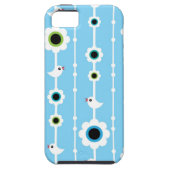 blauw patroon van vogel en bloemen Case-Mate iPhone case (Achterkant)