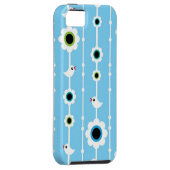blauw patroon van vogel en bloemen Case-Mate iPhone case (Back/Rechts)