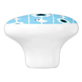 blauw patroon van vogel en bloemen keramische knop (Zijkant)