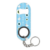 blauw patroon van vogel en bloemen mini flessenopener (Achterkant)