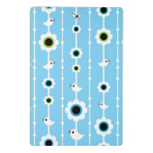 blauw patroon van vogel en bloemen mini klembord (Achterkant)